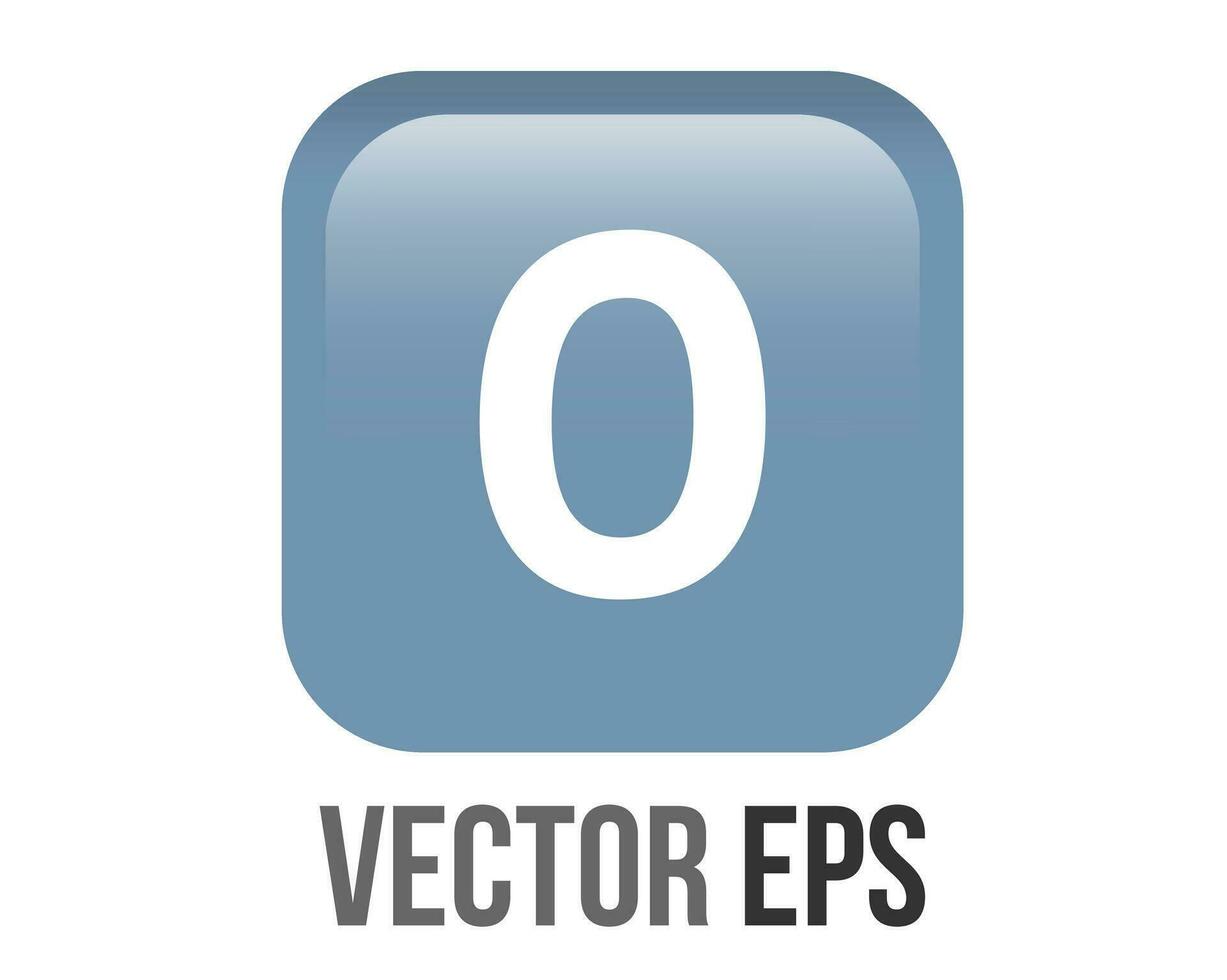Vector shinny gradient blue keycap white digit zero icon button