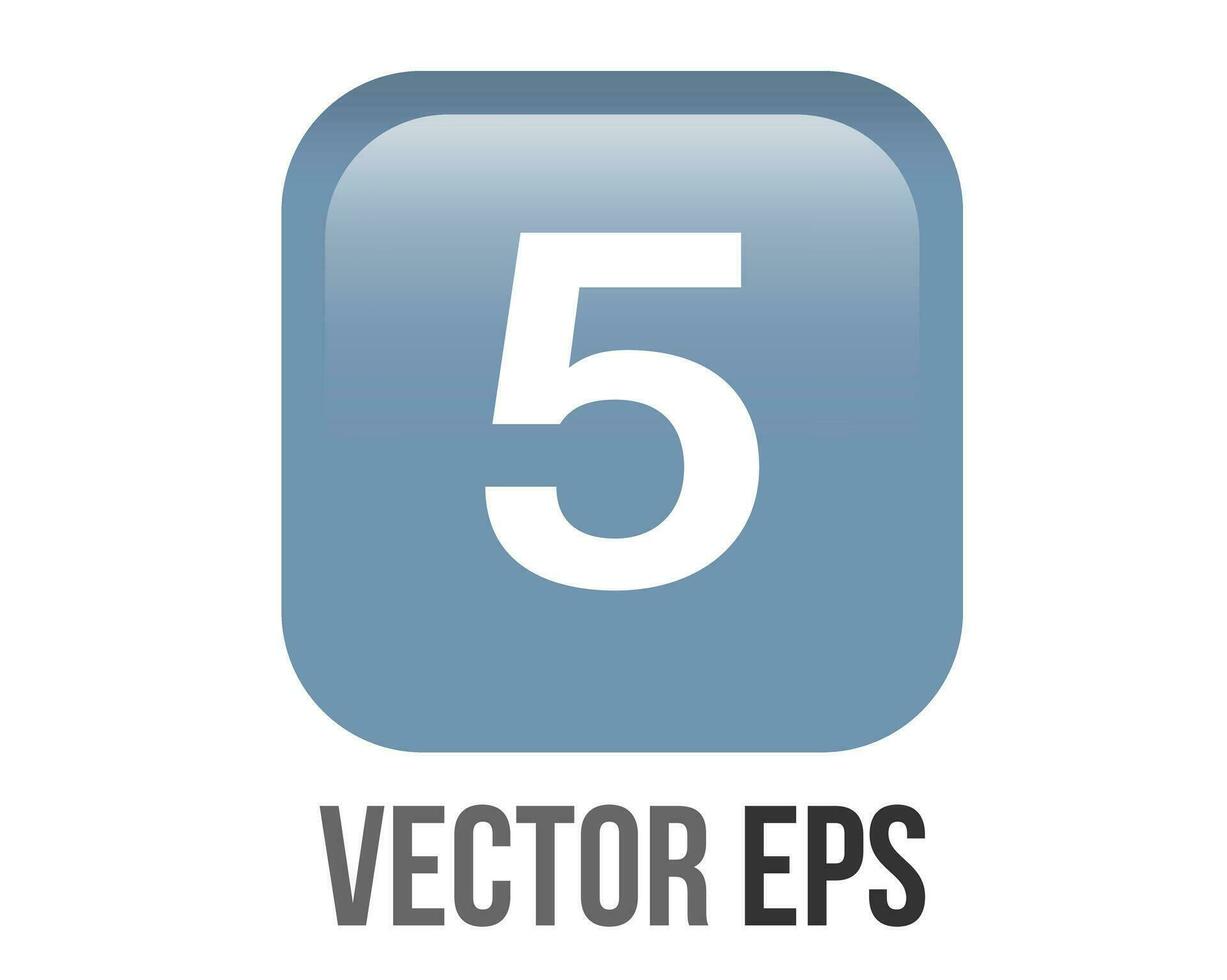 vector brillante degradado azul tecla blanco dígito cinco icono botón