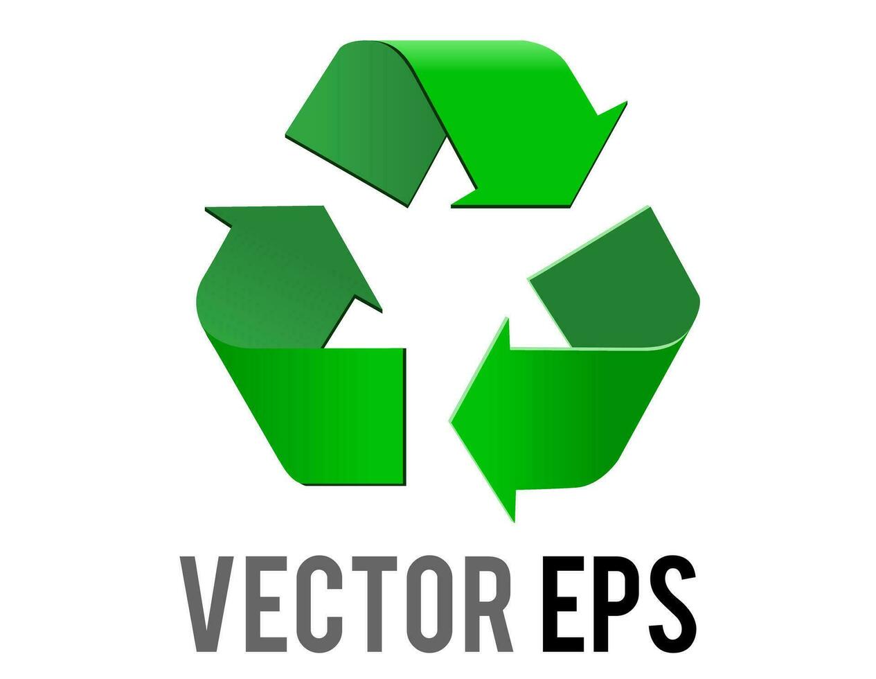 Vector green universal recycling symbol icon, three arrows pointing clockwise in a triangular formation