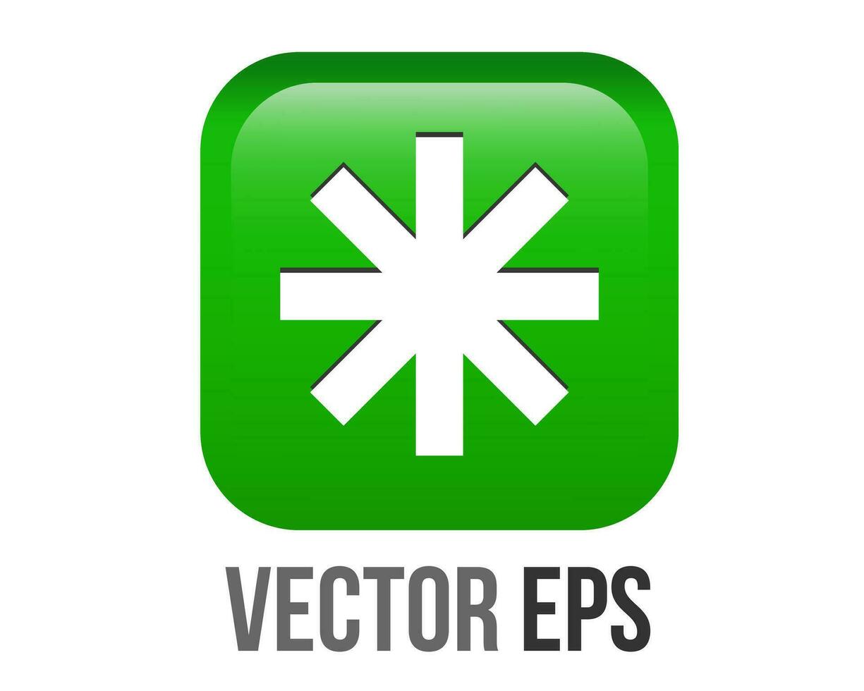 vector green rounded square bullet sparkle Eight Spoked Asterisk point icon