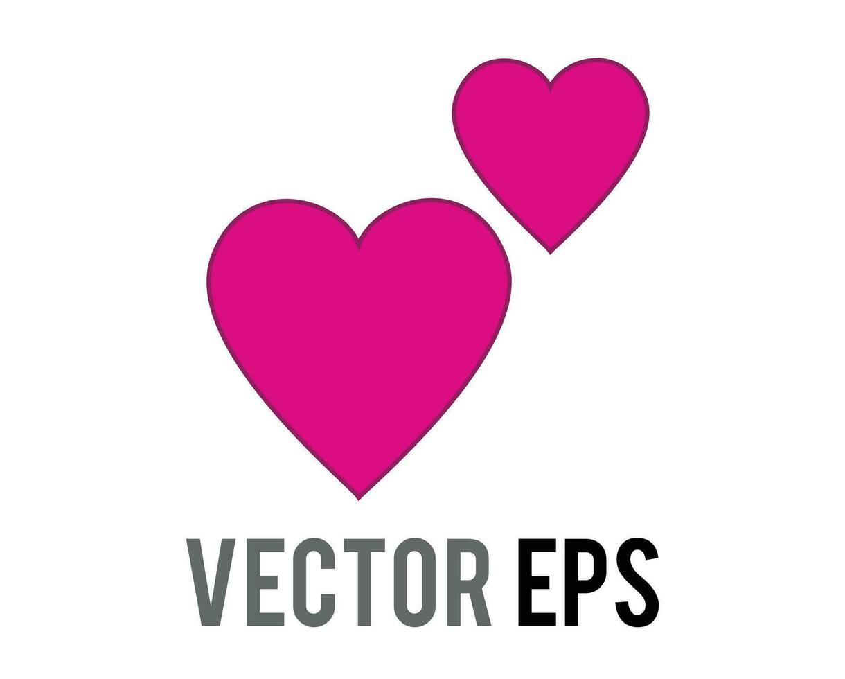 Vector two love pink hearts flat icon, used for expressions of love is in the air
