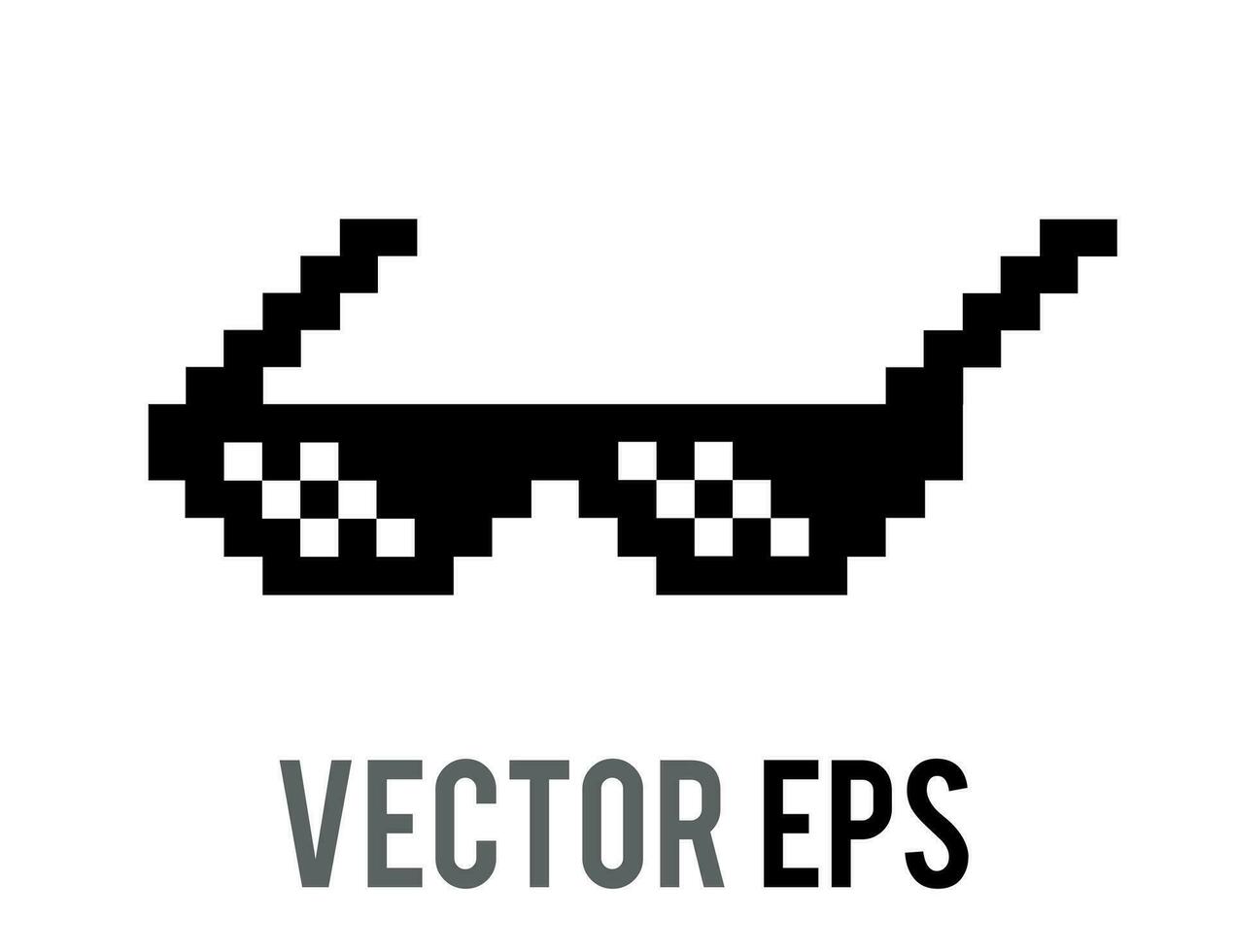 Vector isolated 8 bit pixel cool black sun glasses, sunglasses flat icon with temples