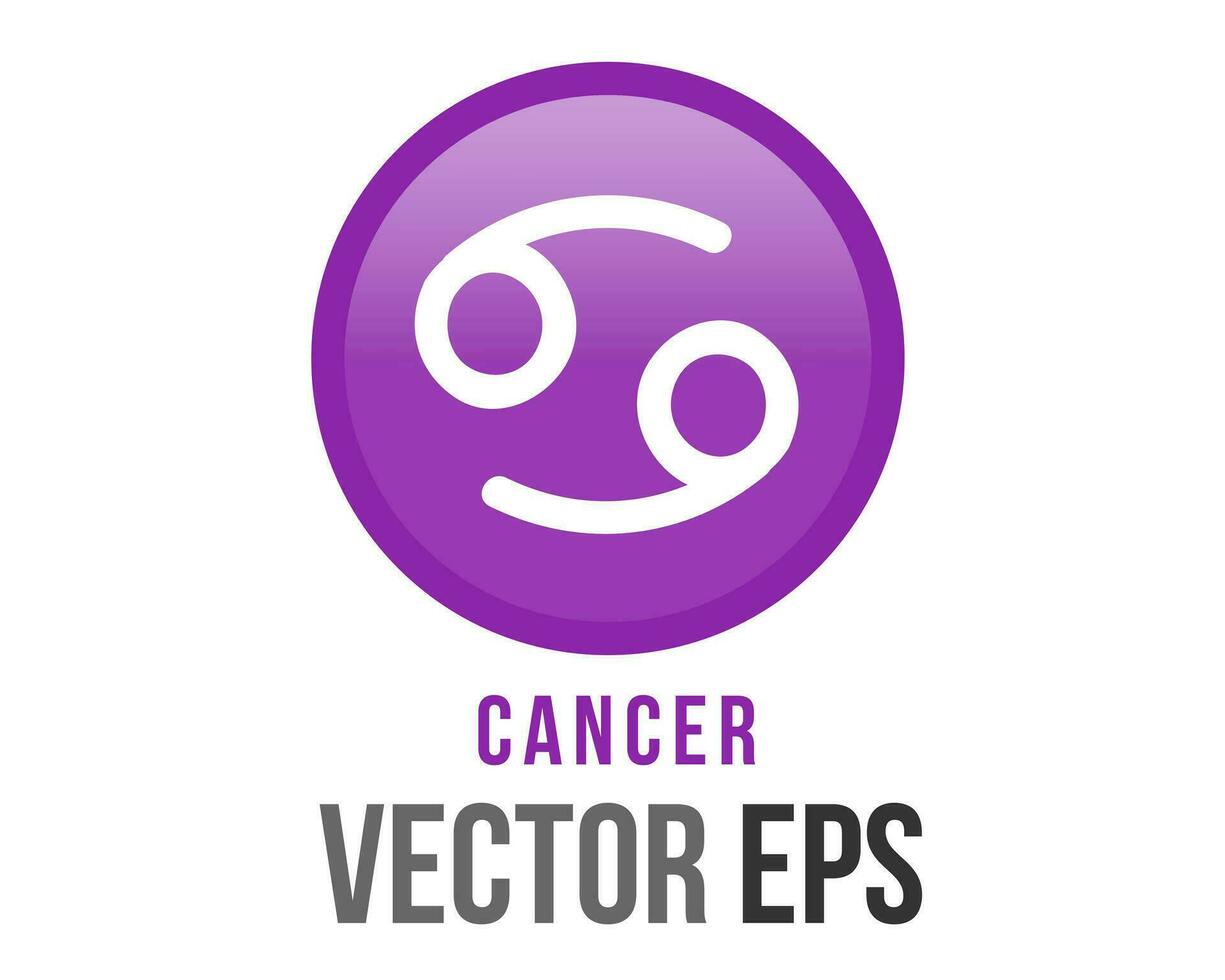 Vector gradient purple Cancer astrological sign icon in the Zodiac,  represents Crab