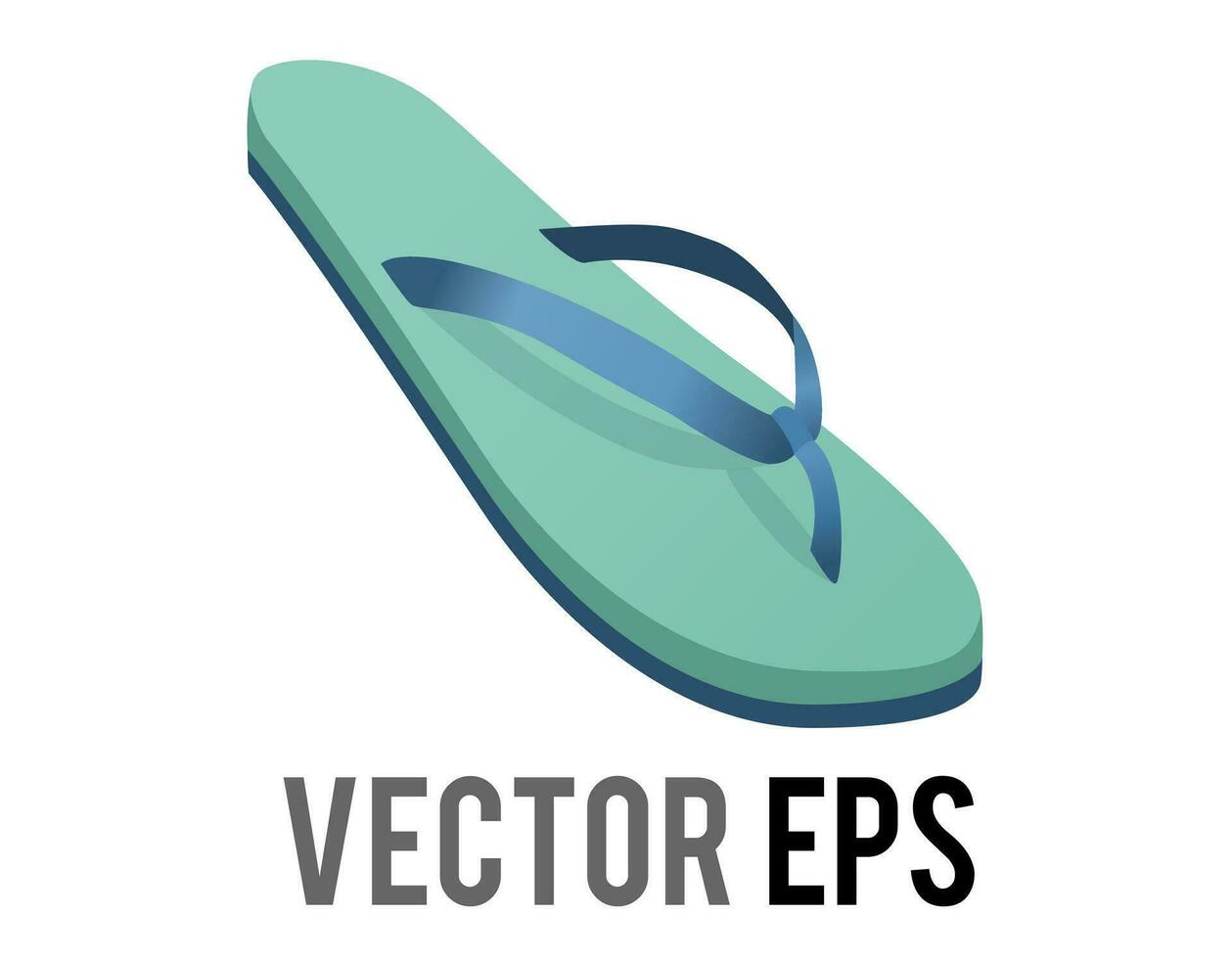 Vector green and blue single rubber flip flop, thong sandal icon