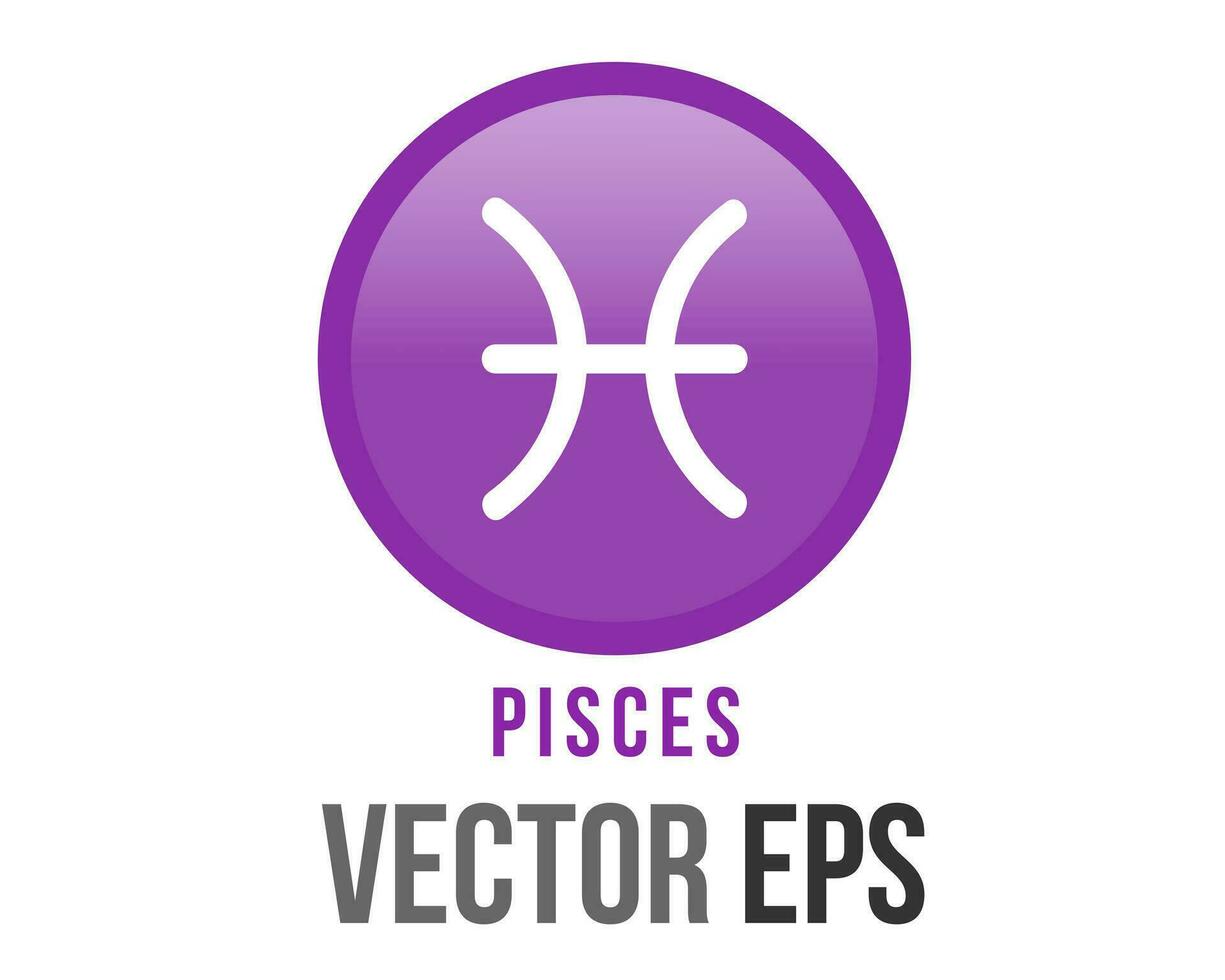 Vector purple Pisces astrological sign icon in the Zodiac, represents fish