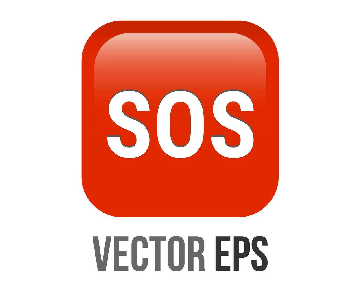 Vector shinny gradient white SOS word red icon button