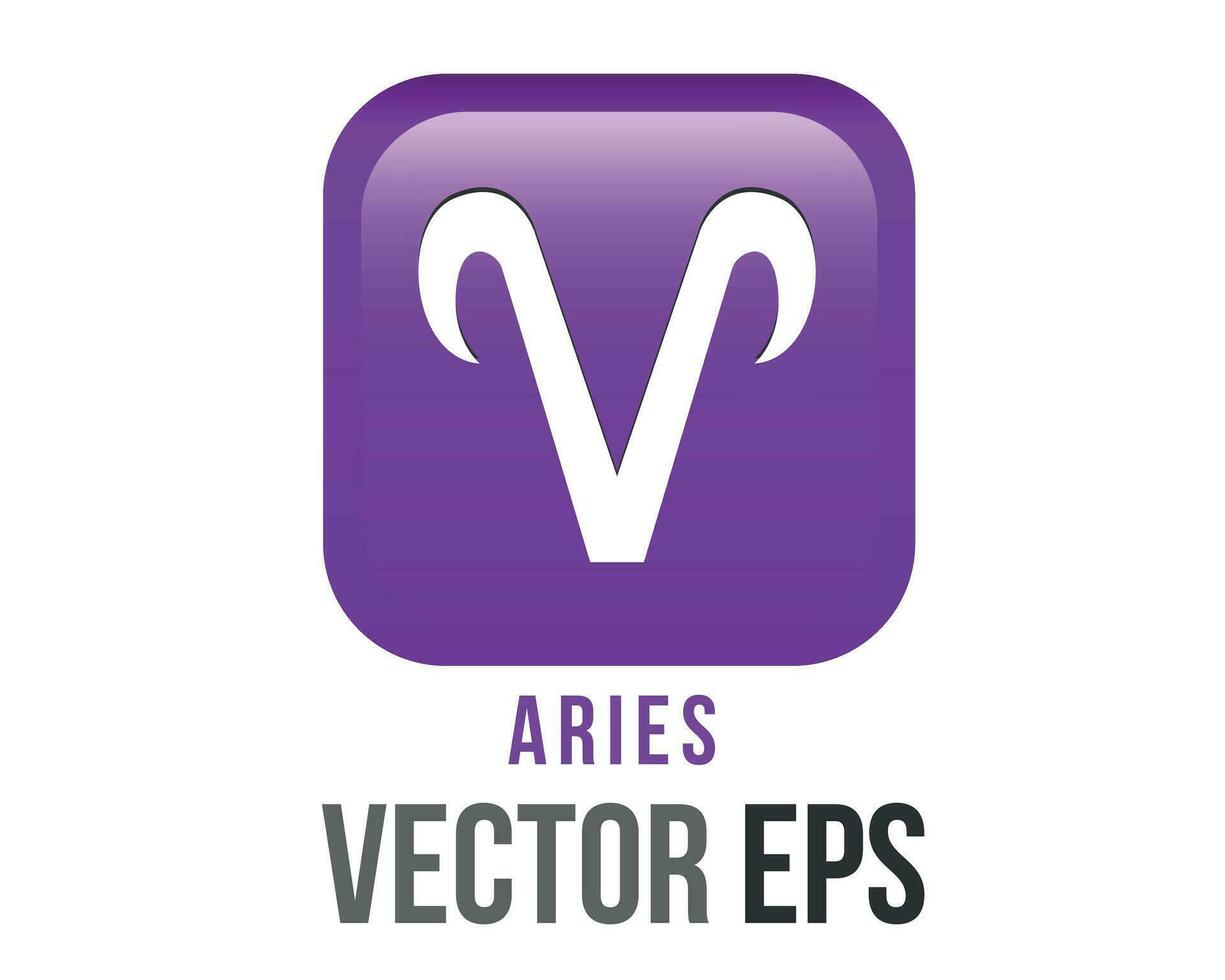 Vector gradient purple Aries astrological sign icon in the Zodiac,  represents a ram