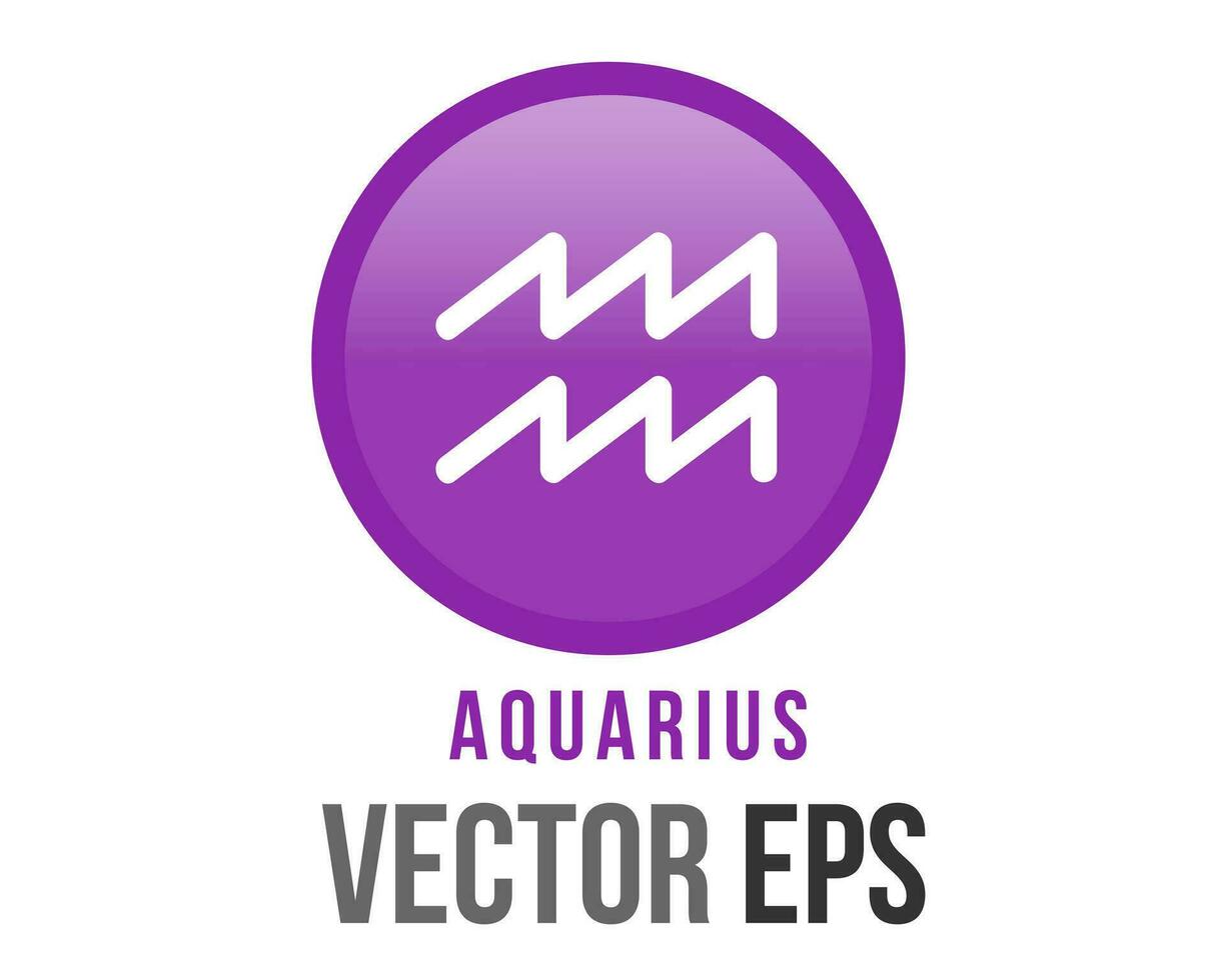 Vector purple Aquarius astrological sign icon in the Zodiac, represents water bearer