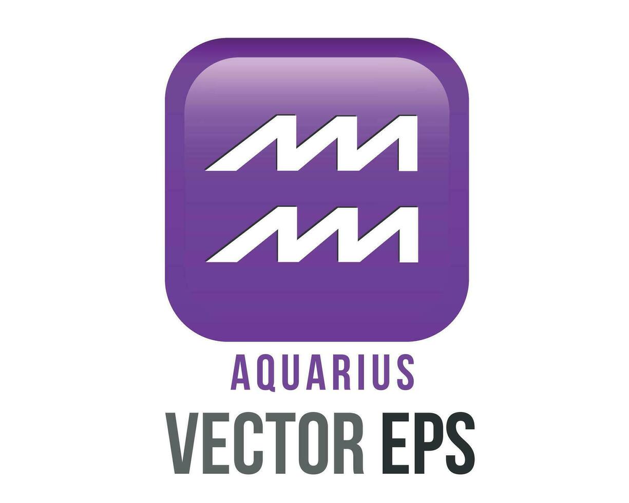 vector púrpura Acuario astrológico firmar icono en el zodíaco, representa agua portador