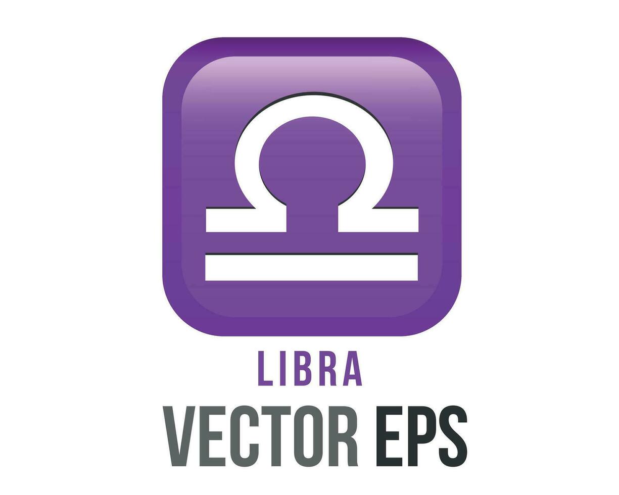 Vector purple Libra astrological sign icon in the Zodiac, represents weighing scales