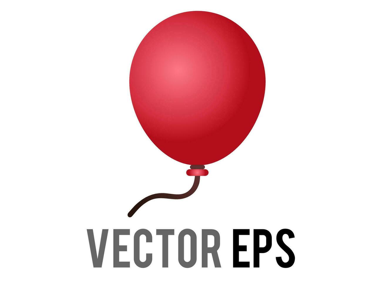 Vector gradient red air balloon on string icon, congratulations, celebration, happy birthday