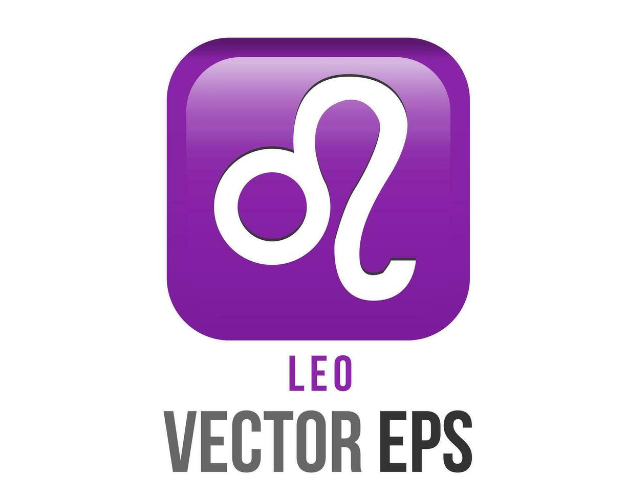 Vector gradient purple Leo astrological sign icon in the Zodiac,  represents lion