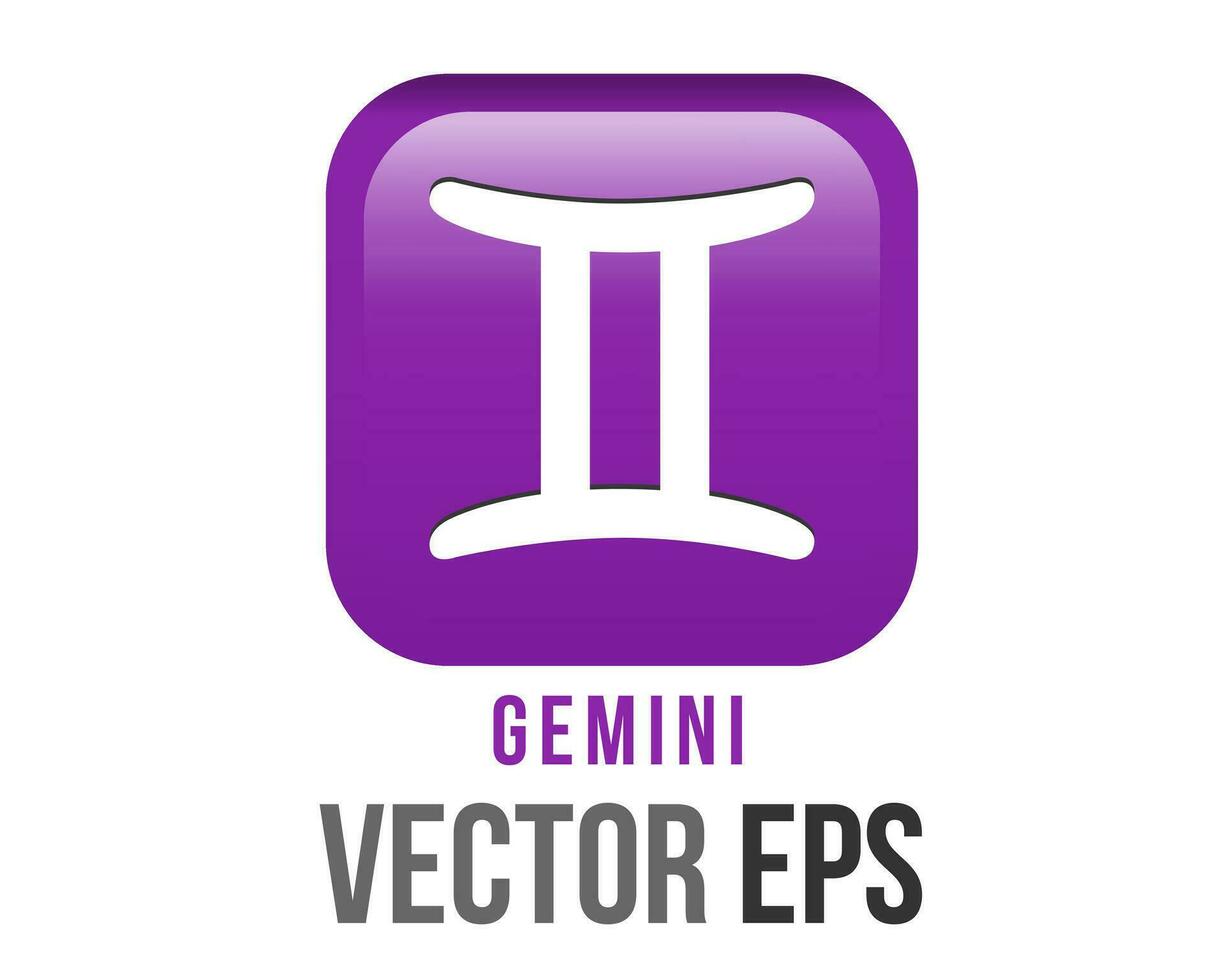 Vector gradient purple Gemini astrological sign icon in the Zodiac,  represents Twins