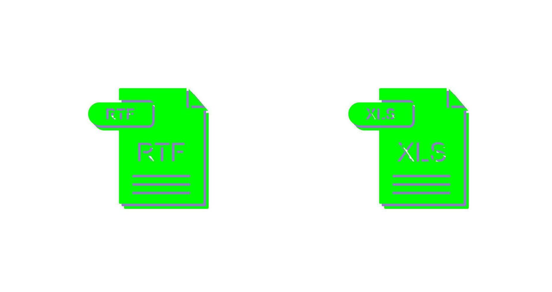 rtf y xls icono vector