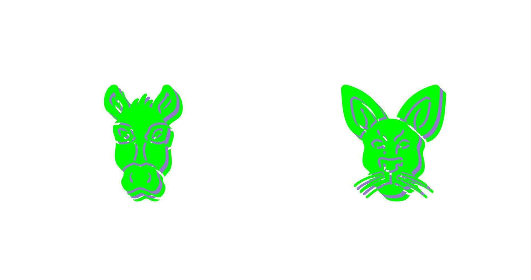 Donkey and Kangaroo Icon vector