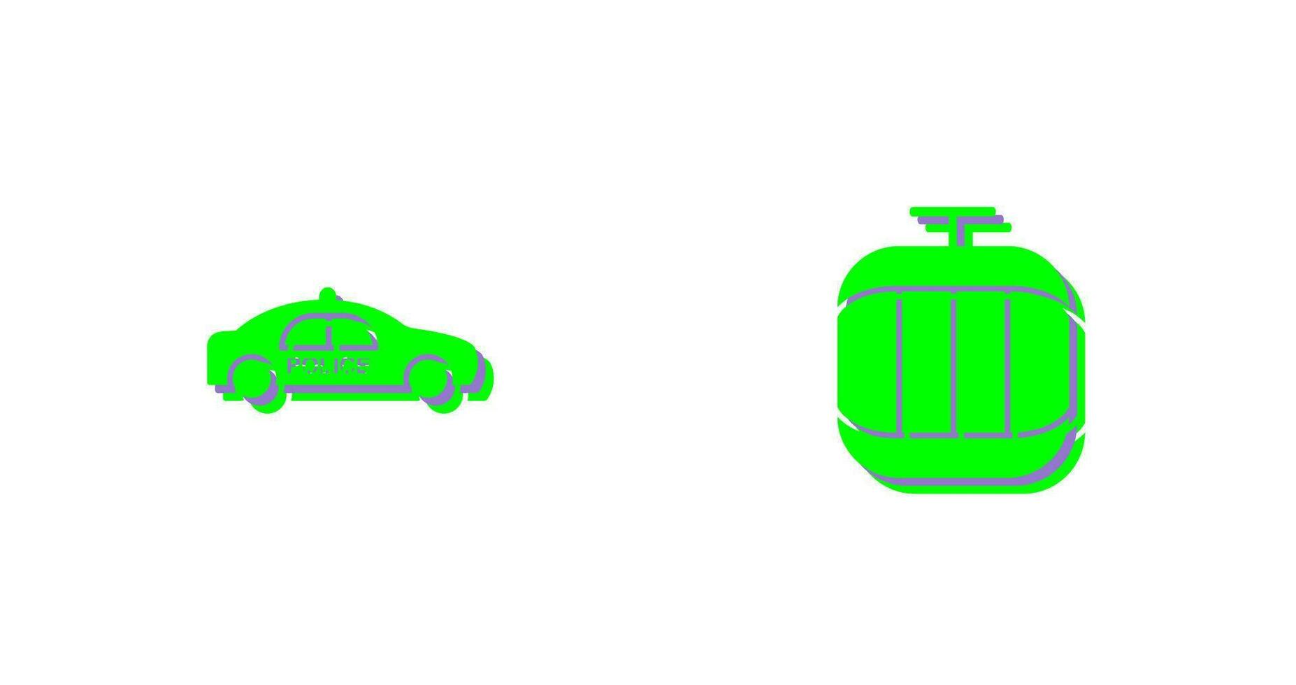 Police Car and Cable Car Icon vector