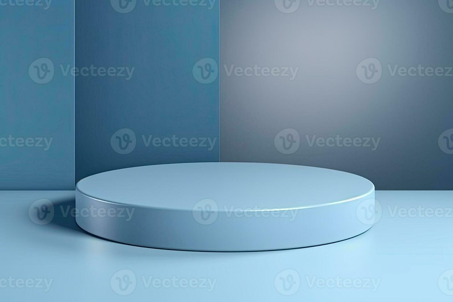 Generative AI, Minimal podiums for product display stand pedestal studio blue pastel color background 3d photo