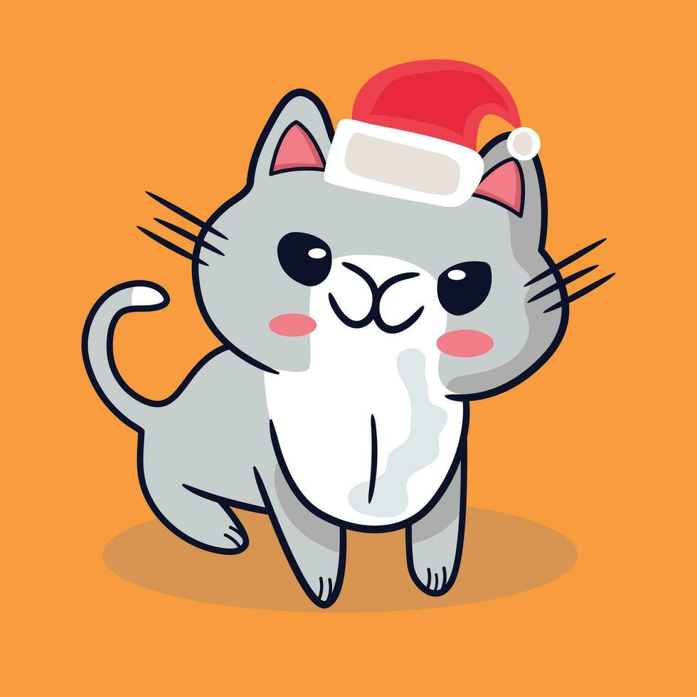 Cute christmas cat vector illustration This design is perfect for t-shirts, posters, cards, mugs and more. vector in the form of eps and editable layers