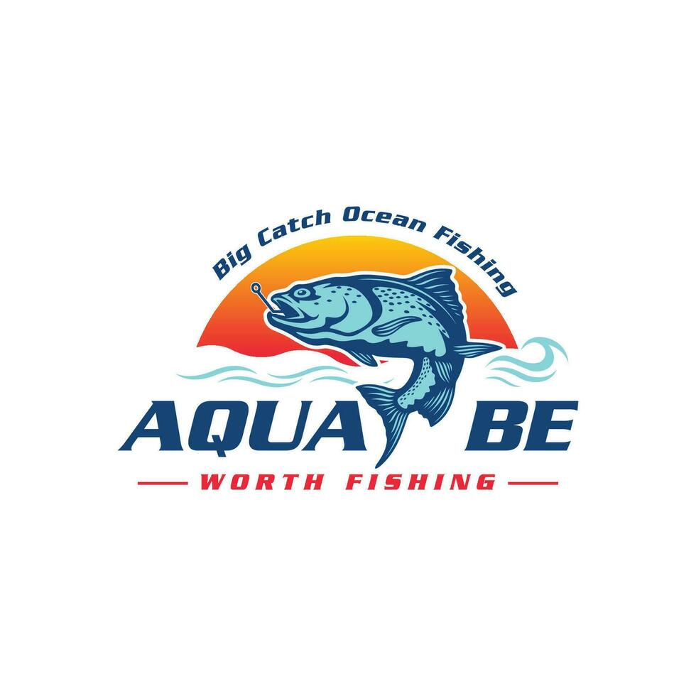 Have fun on Surf fishing logo design in vector