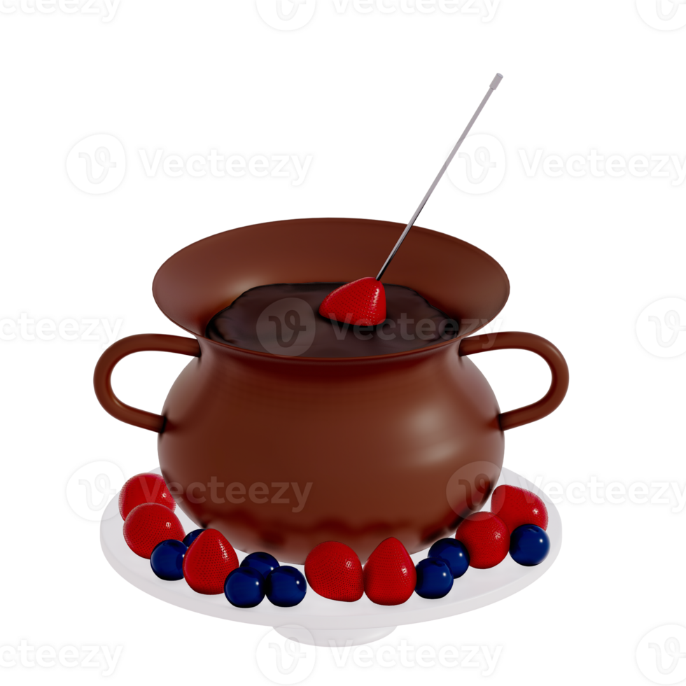 Chocolate Dessert 3D Clipart , set of Classic Chocolate Fondue png