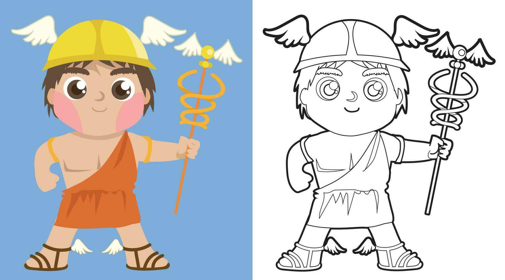 Colouring worksheet ancient Greece mythology. Greek deity theme elements. Coloring page activity for kids vector