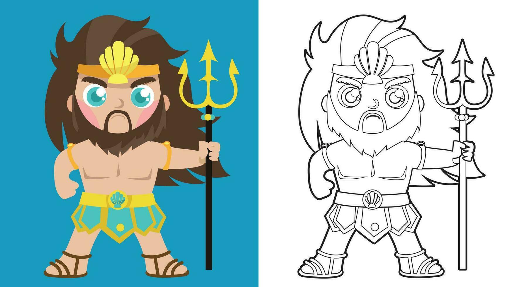 Colouring worksheet ancient Greece mythology. Greek deity theme elements. Coloring page activity for kids vector