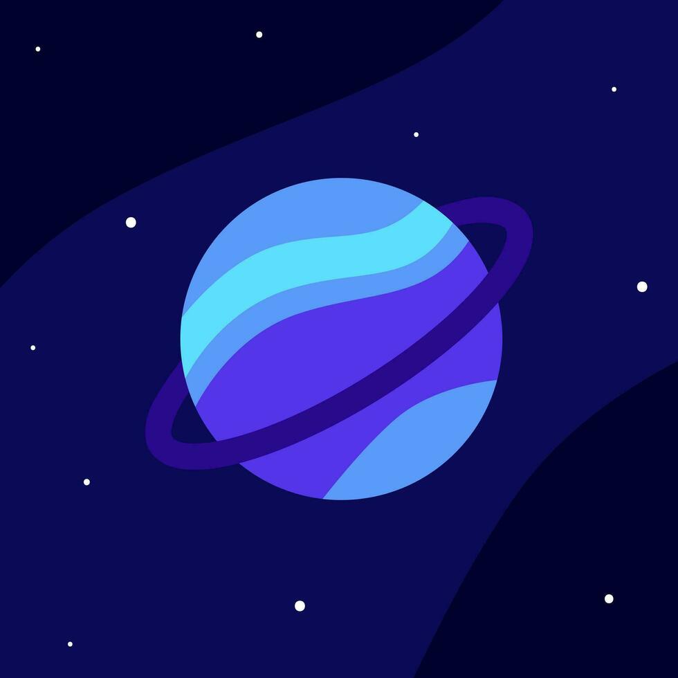 Planet of solar system saturn in color, against a background of space. Vector illustration.