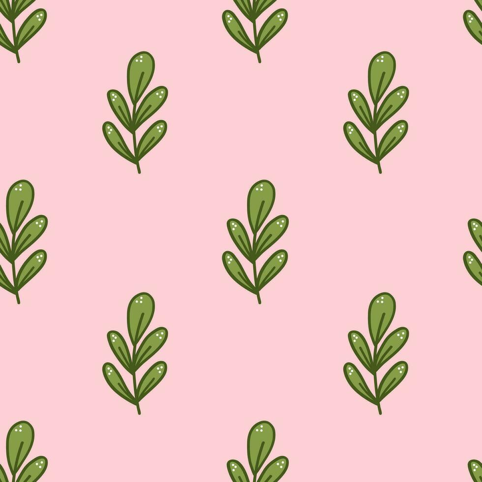 Seamless pattern with  leaves. For greeting card, wallpaper,  pattern fills, web page, background, invitation, gift paper. Isolateed on pink background. vector