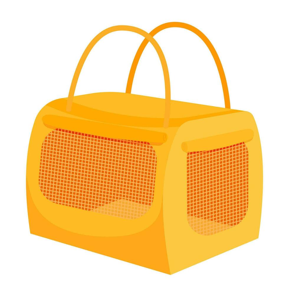 Orange textile carrier with handles for a cat. vector