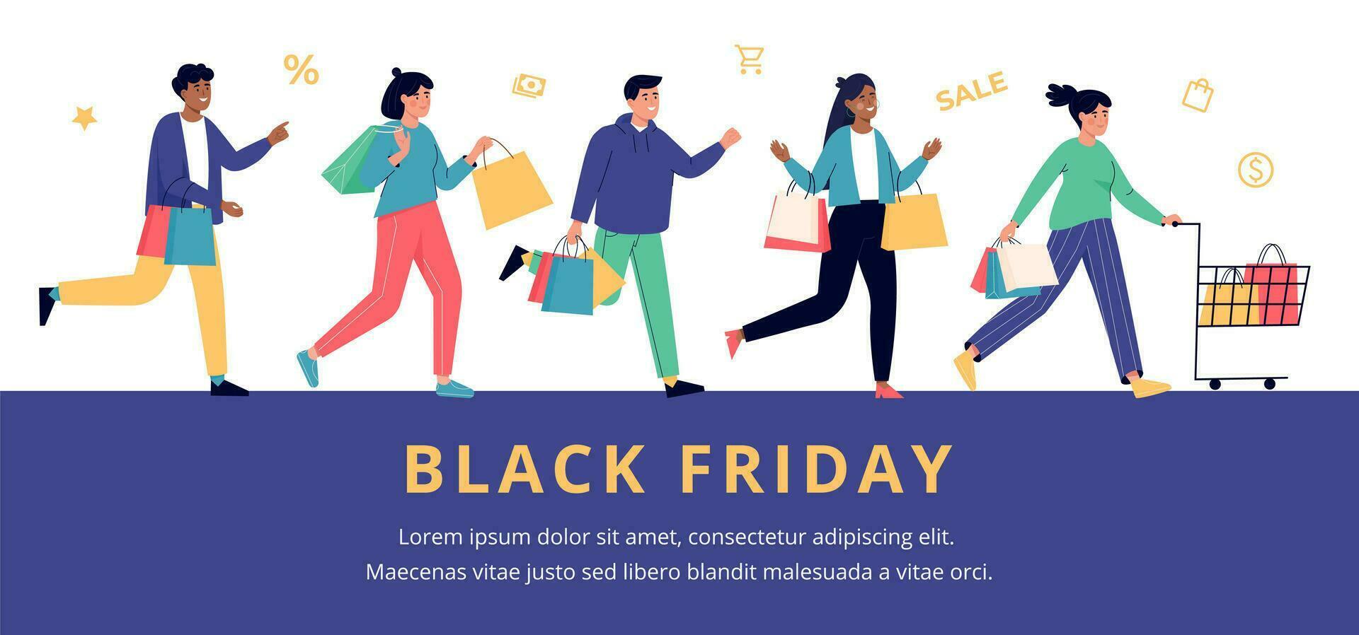 Black friday sale banner template for website. vector