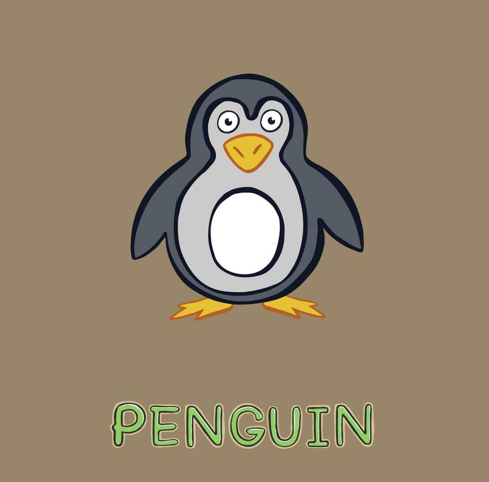 Illustration of a happy colored baby penguin with big eyes wants a hug. High quality illustration vector