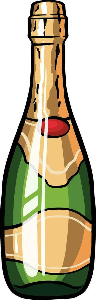 alcohol with champagne bottle color illustration vector