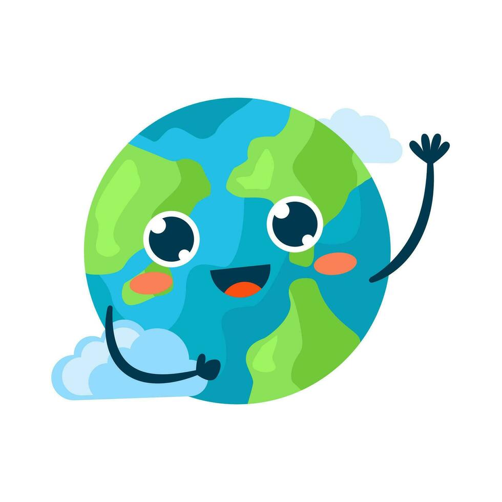 Save the planet kawaii world and thermometer Illustration #92145100