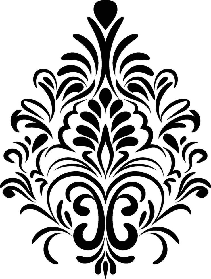Vintage damask baroque ornament with floral retro antique style. Isolated element for wedding decoration. vector