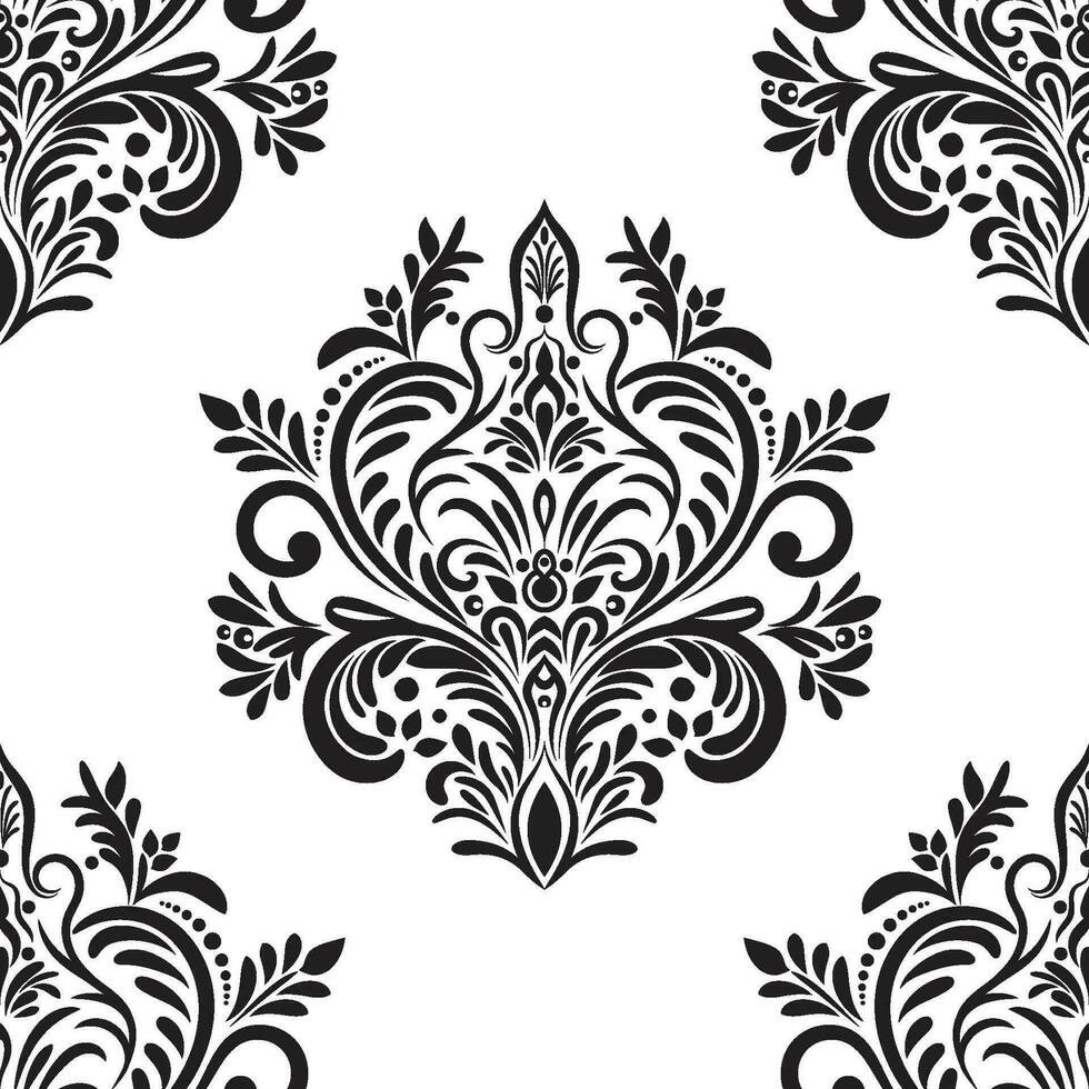 Damask floral motif tile pattern. Luxury tile isolated element. vector