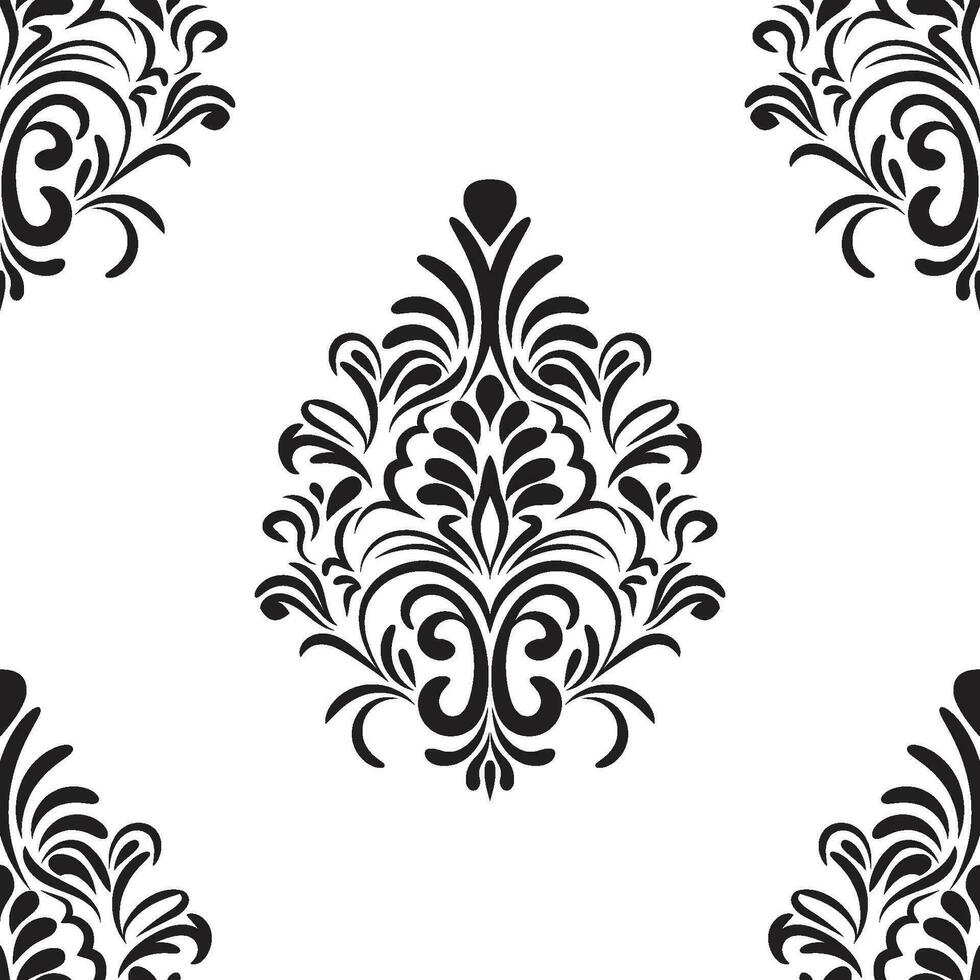 Damask floral motif tile pattern. Luxury tile isolated element. vector