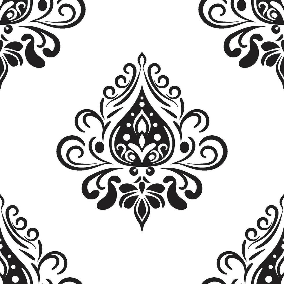 Damask floral motif tile pattern. Luxury tile isolated element. vector