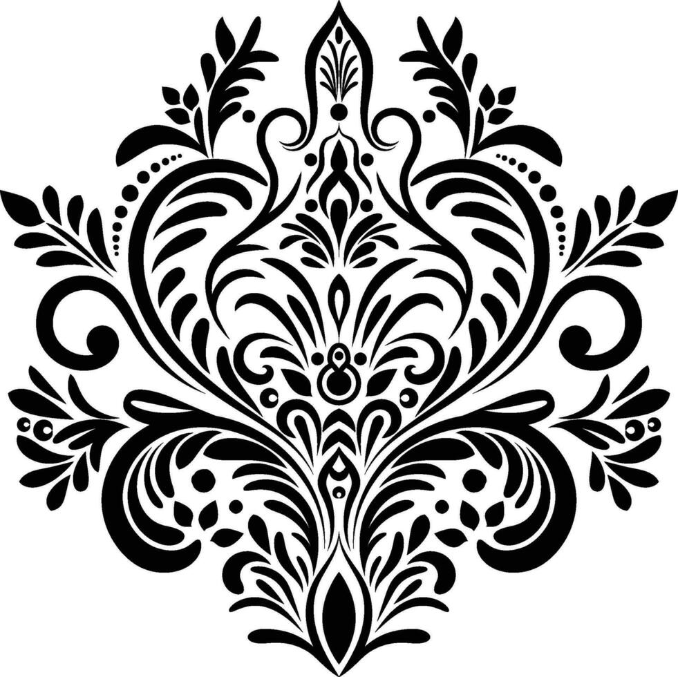 Clásico damasco barroco ornamento con floral retro antiguo estilo. aislado elemento para Boda decoración. vector