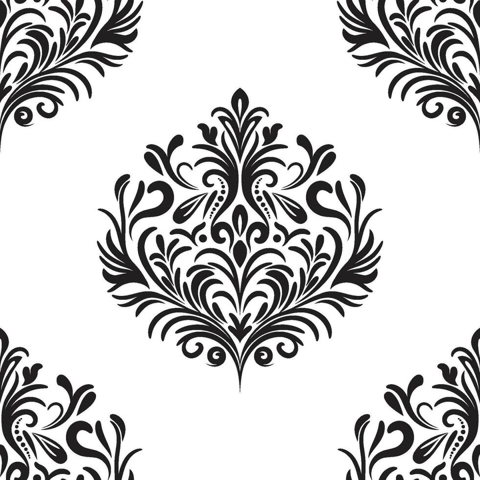 Damask floral motif tile pattern. Luxury tile isolated element. vector
