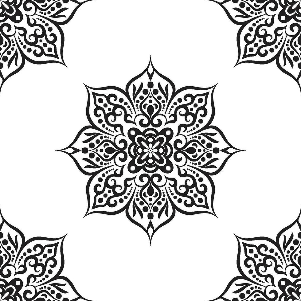 Damask floral motif tile pattern. Luxury tile isolated element. vector
