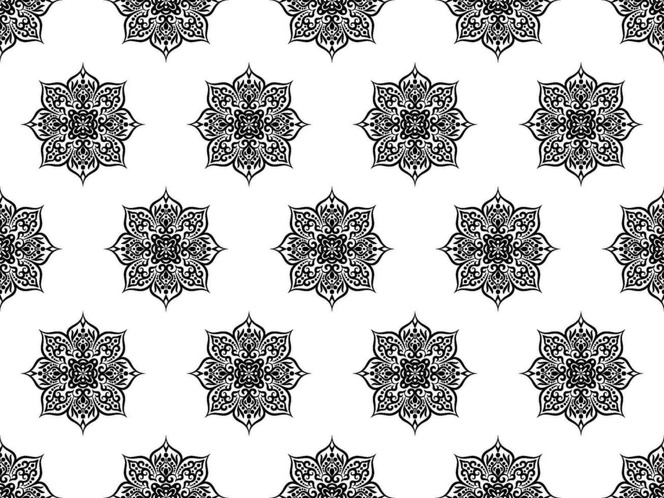 Damask seamless pattern. Black flowers Luxury Royal Wallpaper. Floral Background. vector