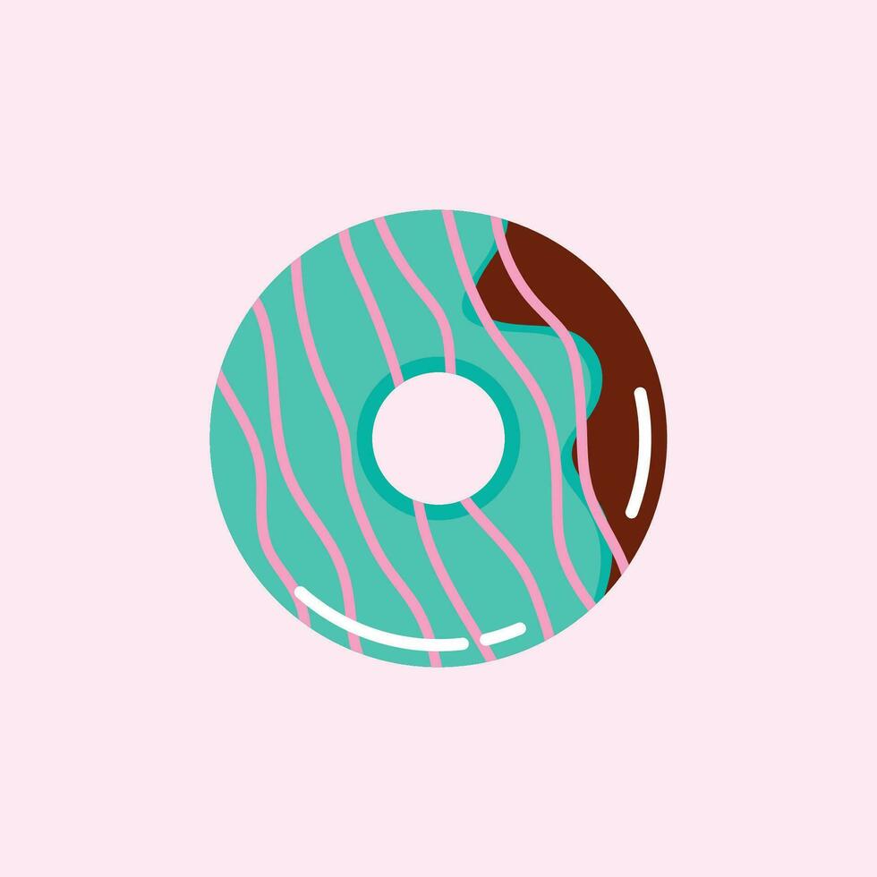 Sweet mint chocolate donut vector illustration