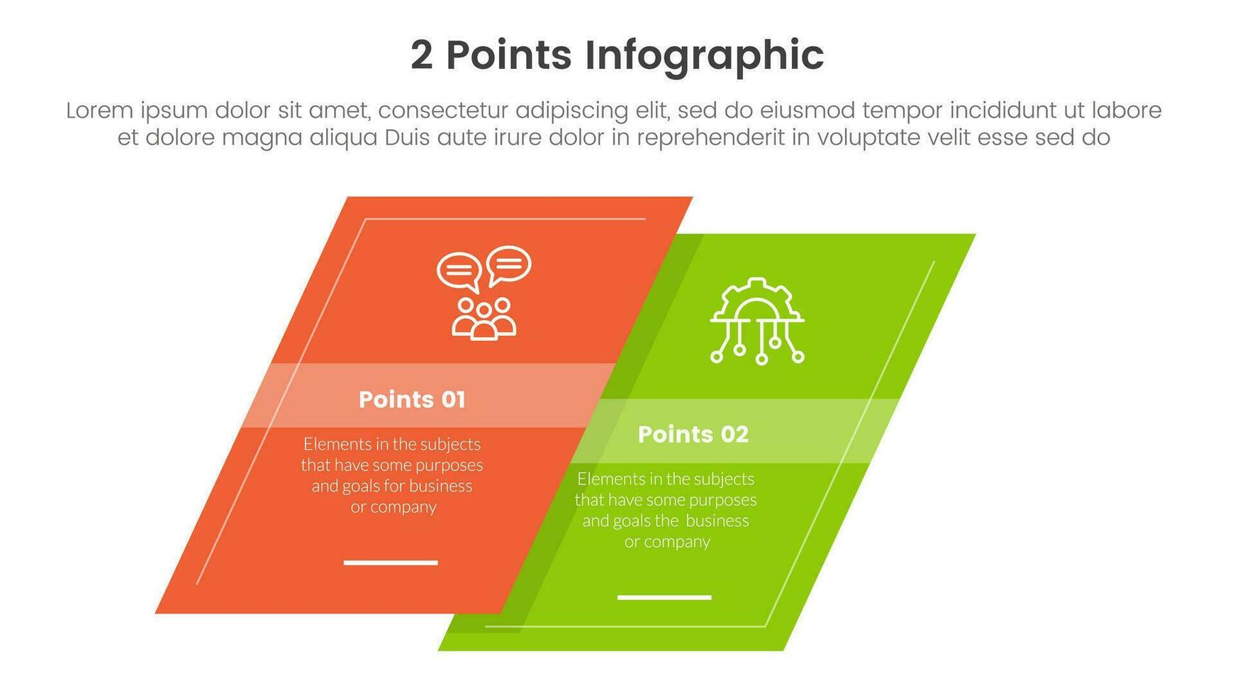 versus o comparar y comparación concepto para infografía modelo bandera con sesgado cuadrado forma con dos punto lista información vector