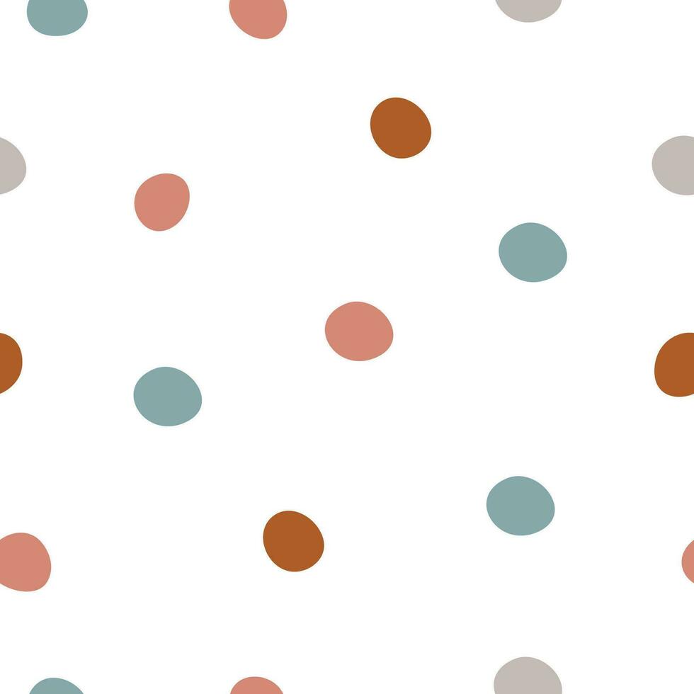Vector seamless hand drawn polka dot pattern in pastel colors.