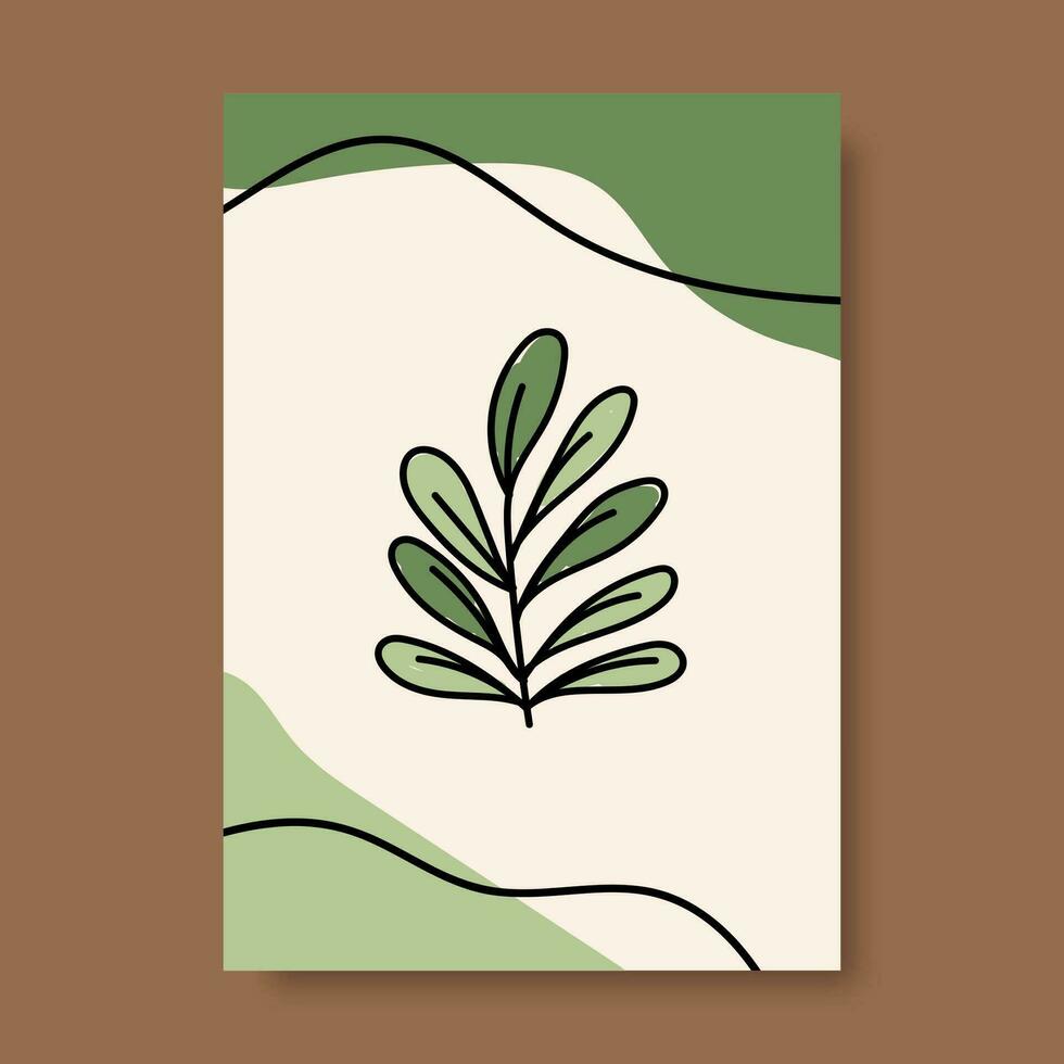 Leaf illustrations with abstract cover background. Abstract Art design for print, cover, wallpaper, Minimal and natural wall art. Vector illustration.