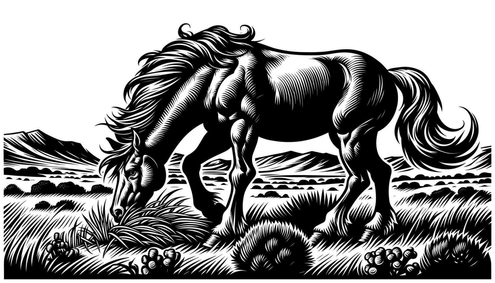AI generated Bison Black and White vector