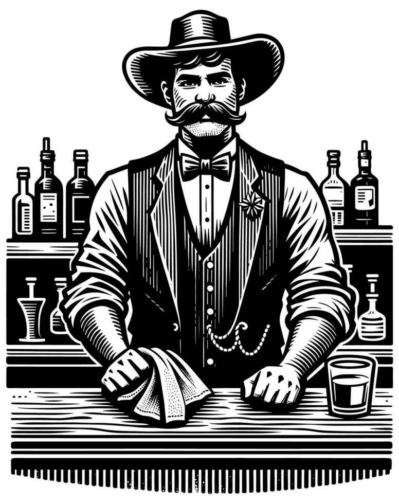 AI generated Bison Black and White vector