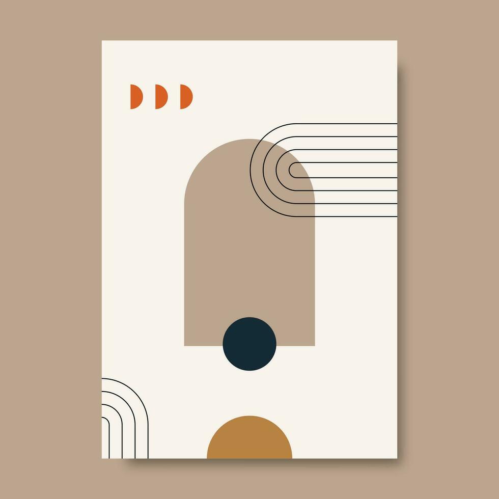 Abstract backgrounds with simple geometric elements. Cover with minimalistic boho style and pastel colors for posters, covers, banners, social media posts vector