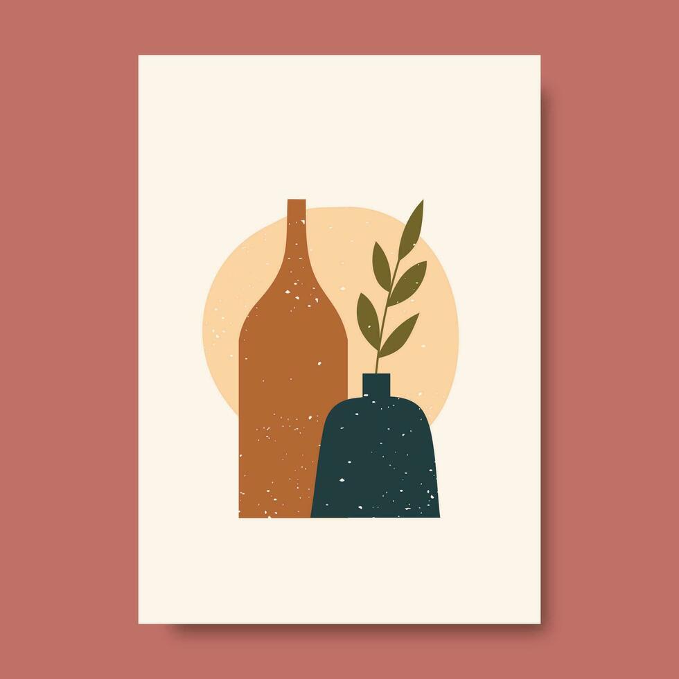 Posters with abstract concepts and pastel colors. Plant leaves, Great design for social media, postcards, prints, wall decoration. Vector illustration