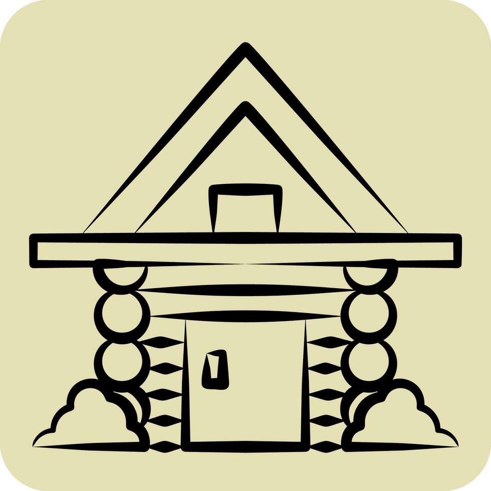 Icon Cabin. related to Russia symbol. hand drawn style. simple design editable. simple illustration vector